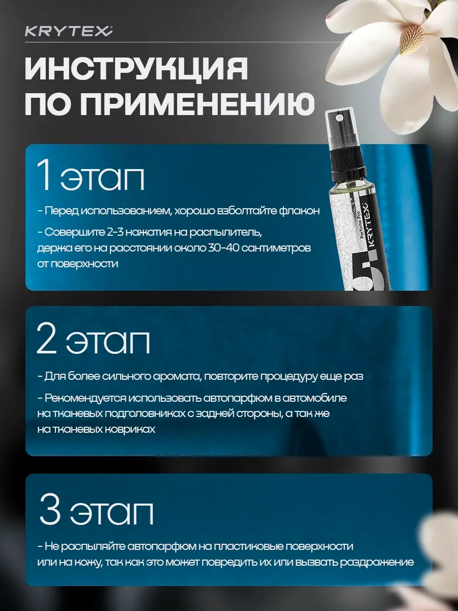 Ароматизатор для автомобиля и дома KRYTEX Parfume Pro №5 "Наркотический цветок" - 50 мл