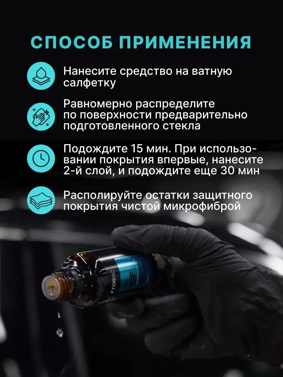 Антидождь "FTORSiC CF" защитное гидрофобное покрытие стёкол и зеркал автомобиля 50 мл