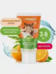 Детская зубная паста SYNERGETIC "Апельсиновый джем", от 3 до 6 лет, 50 гр