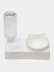 Белый миска для кошек с наклоном c автопоилкой