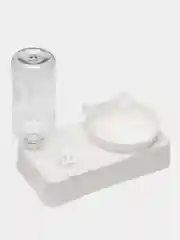 Белый миска для кошек с наклоном c автопоилкой