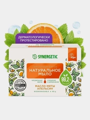 Натуральное туалетное мыло Synergetic "Масло мяты и апельсин", 90 гр
