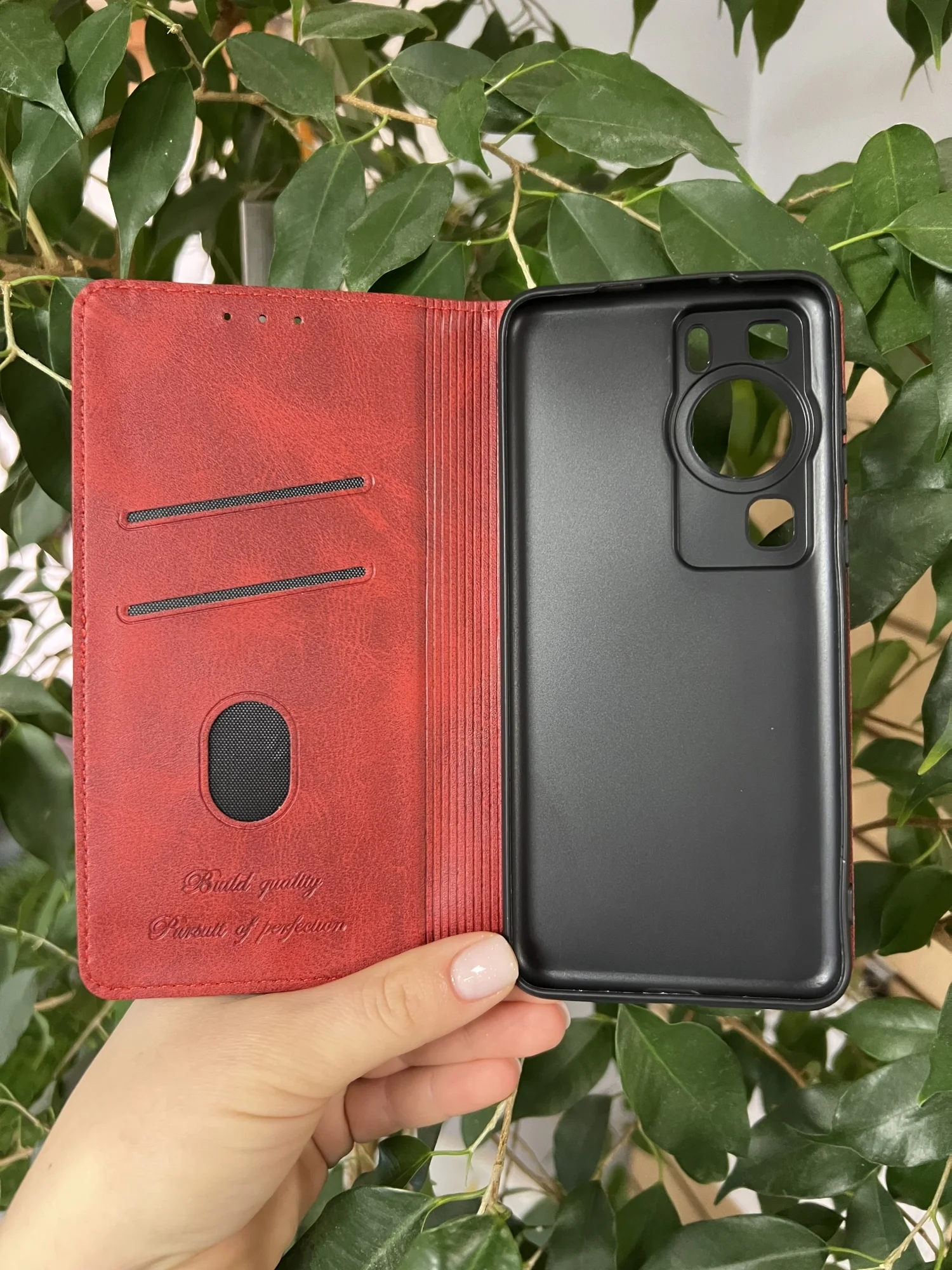 Красный чехол книжка elitcase для Huawei P60 и P60 Pro / Хуавей Р60 и Р60 Про