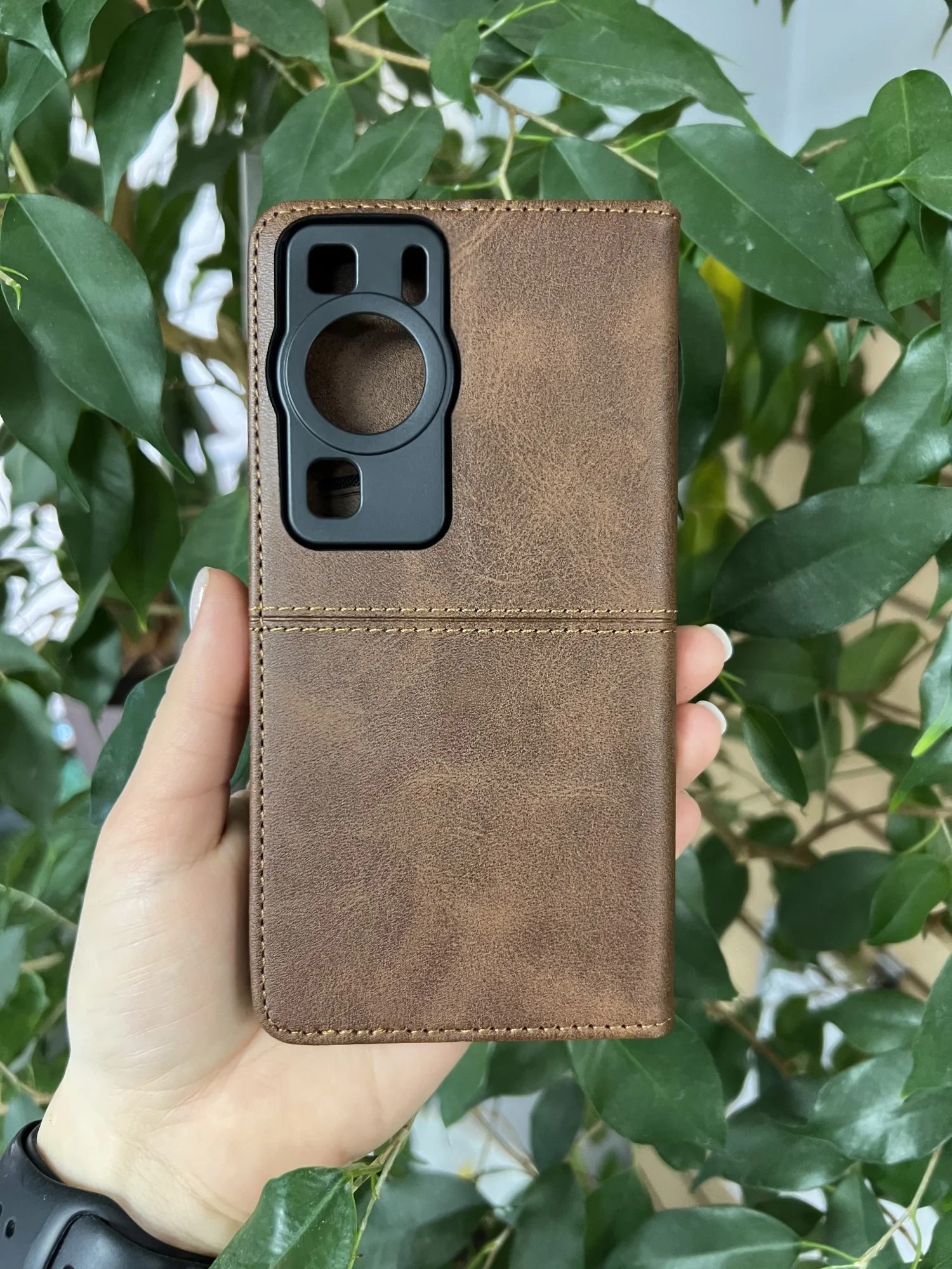 Тёмно-коричневый чехол книжка elitcase для Huawei P60 и P60 Pro / Хуавей Р60 и Р60 Про