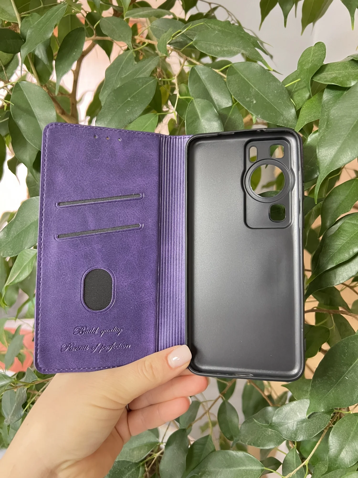 Фиолетовый чехол книжка elitcase для Huawei P60 и P60 Pro / Хуавей Р60 и Р60 Про