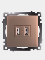 Розетка двухместная USB Stekker Катрин GLS10-7115-02, 250 В, 2.1 А, шампань