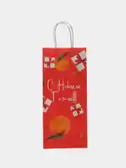 Алый пакет подарочный новогодний под бутылку "С Новым Годом!!", 14 х 8 х 33 см