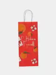 Алый пакет подарочный новогодний под бутылку "С Новым Годом!!", 14 х 8 х 33 см