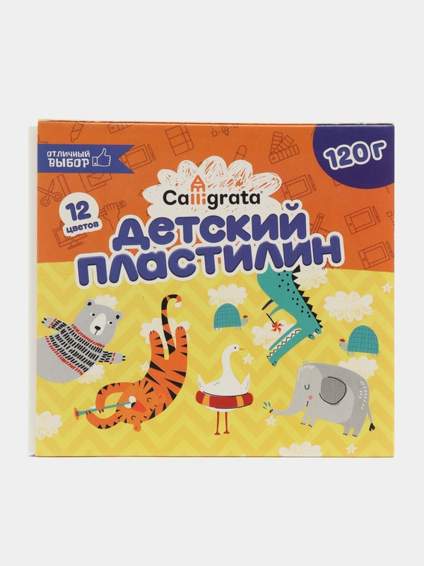 Пластилин Calligrata, 12 цветов, 120 г