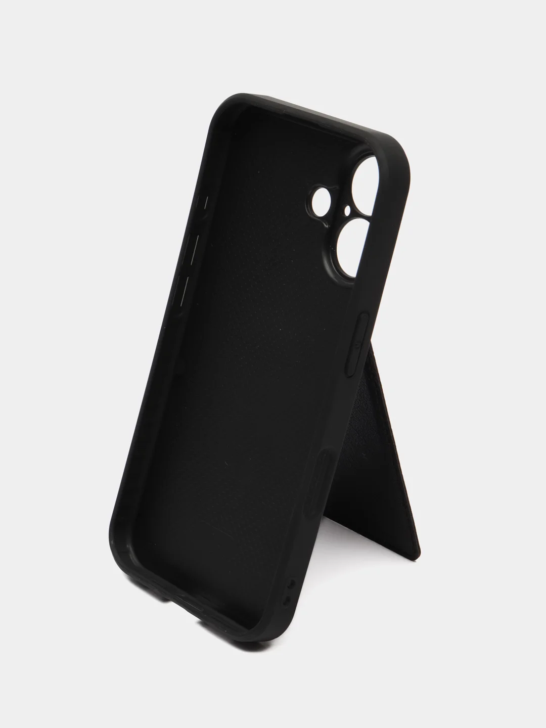 Черный кожаный чехол для iPhone 16/16 Plus/16 Pro/16 Pro Max, с карманом для карт