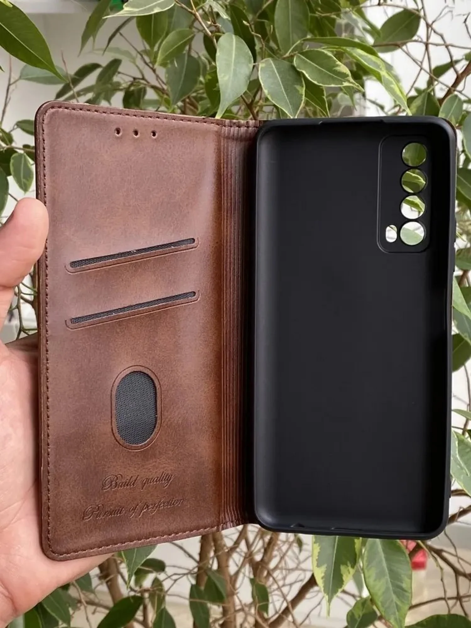 Тёмно-коричневый чехол книжка elitcase для Huawei P Smart (2021) и Huawei Y7a