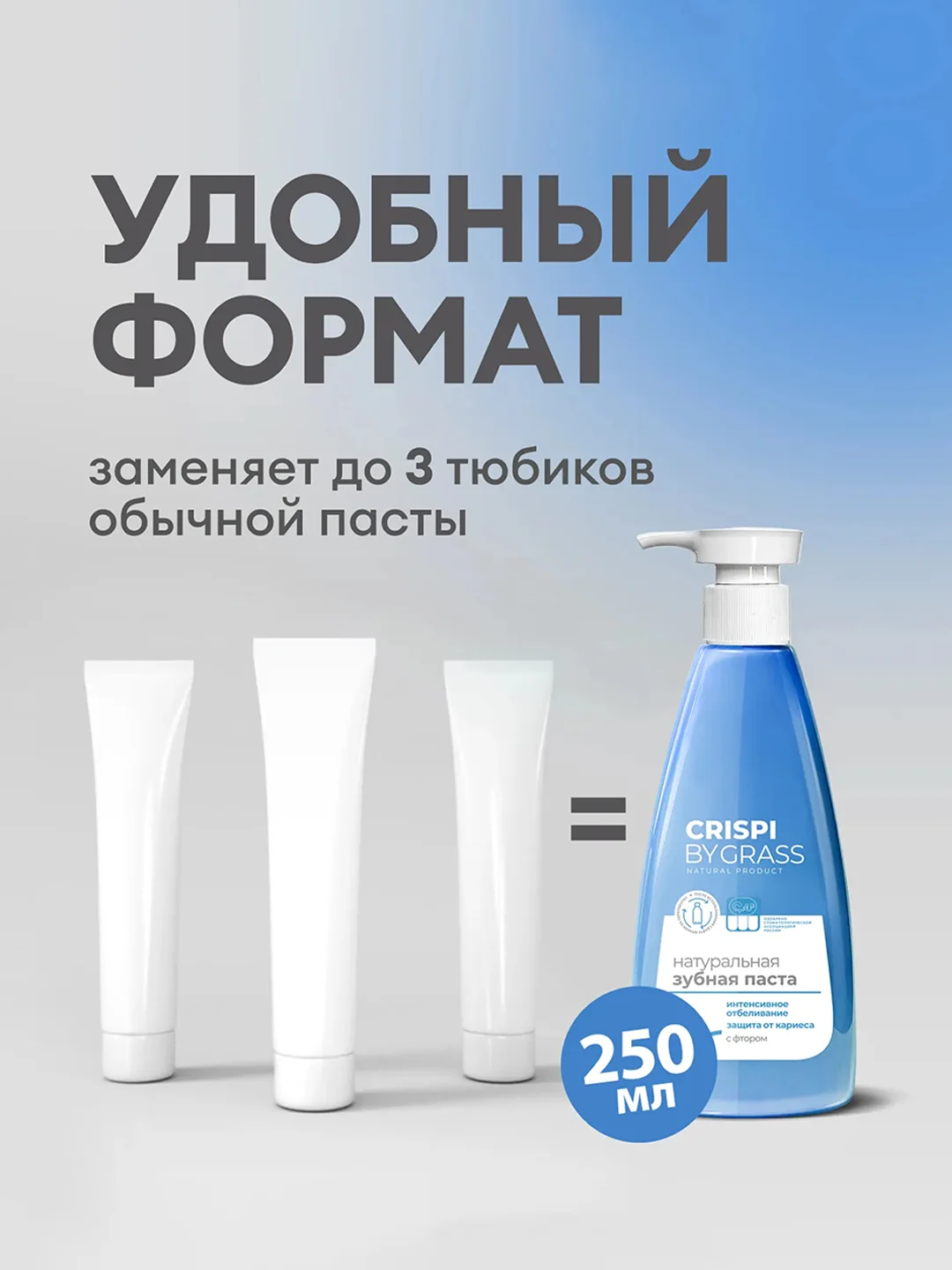 Зубная паста Crispi Грасс Отбеливающая, флакон, 250мл