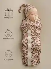 Коричневый пеленка (кокон на молнии) с шапочкой Amarobaby (Soft Hugs)