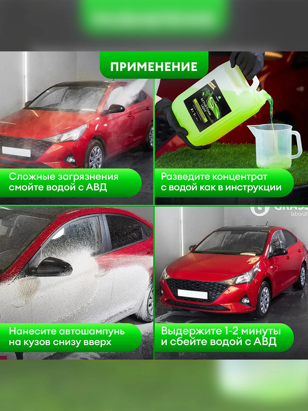 Автошампунь для бесконтактной мойки, Активная пена GRASS "Active Foam Light", 5 кг
