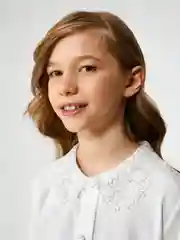 Блузка детская для девочек ACOOLA Flores, молочный, хлопок