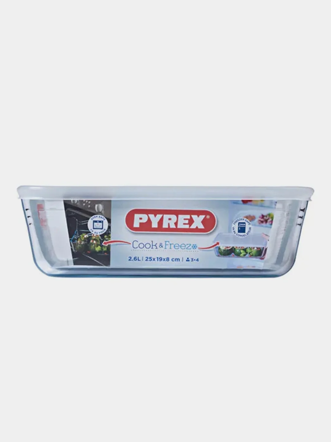 Форма для запекания и выпечки с крышкой PYREX COOK&FREEZ, 2.6л, 24x19x8см, прямоугольная