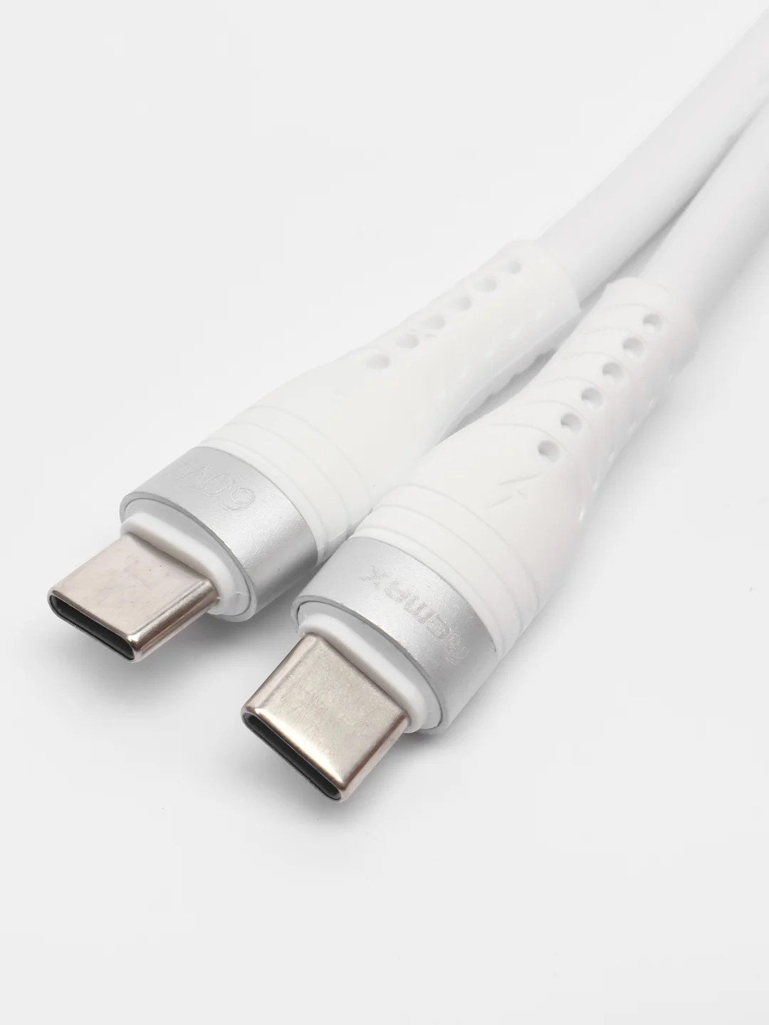 Белый кабель с быстрой зарядкой Type-C / Type-C 60w, 1.2 м, Soft, для iPhone и Android, Тайп си