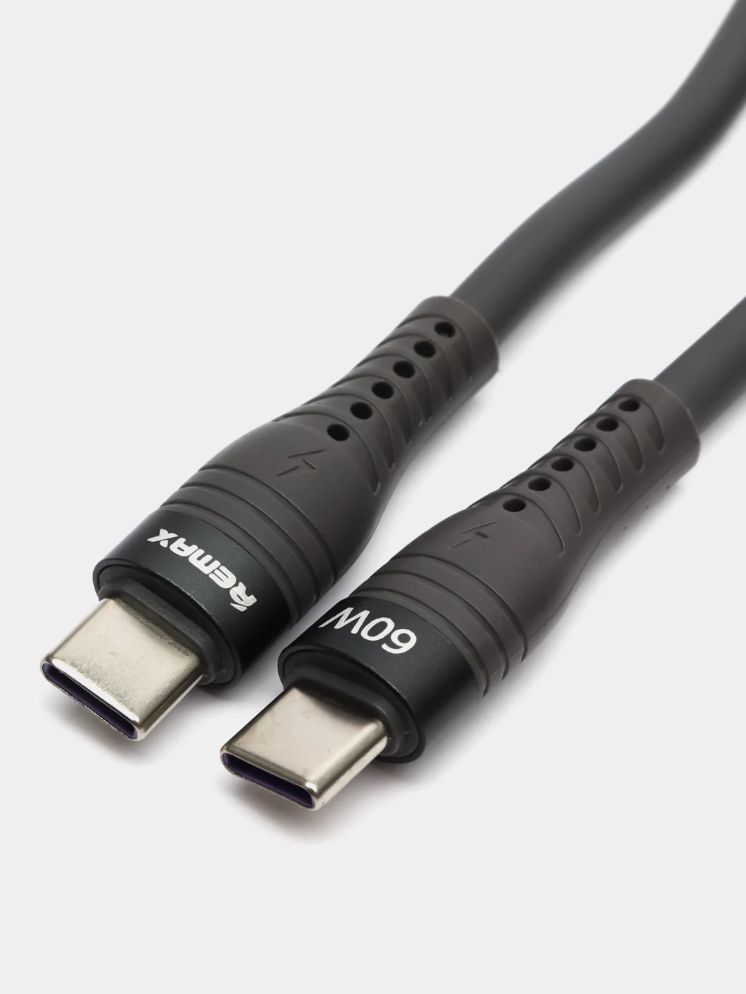 Серый кабель с быстрой зарядкой Type-C / Type-C 60w, 1.2 м, Soft, для iPhone и Android, Тайп си