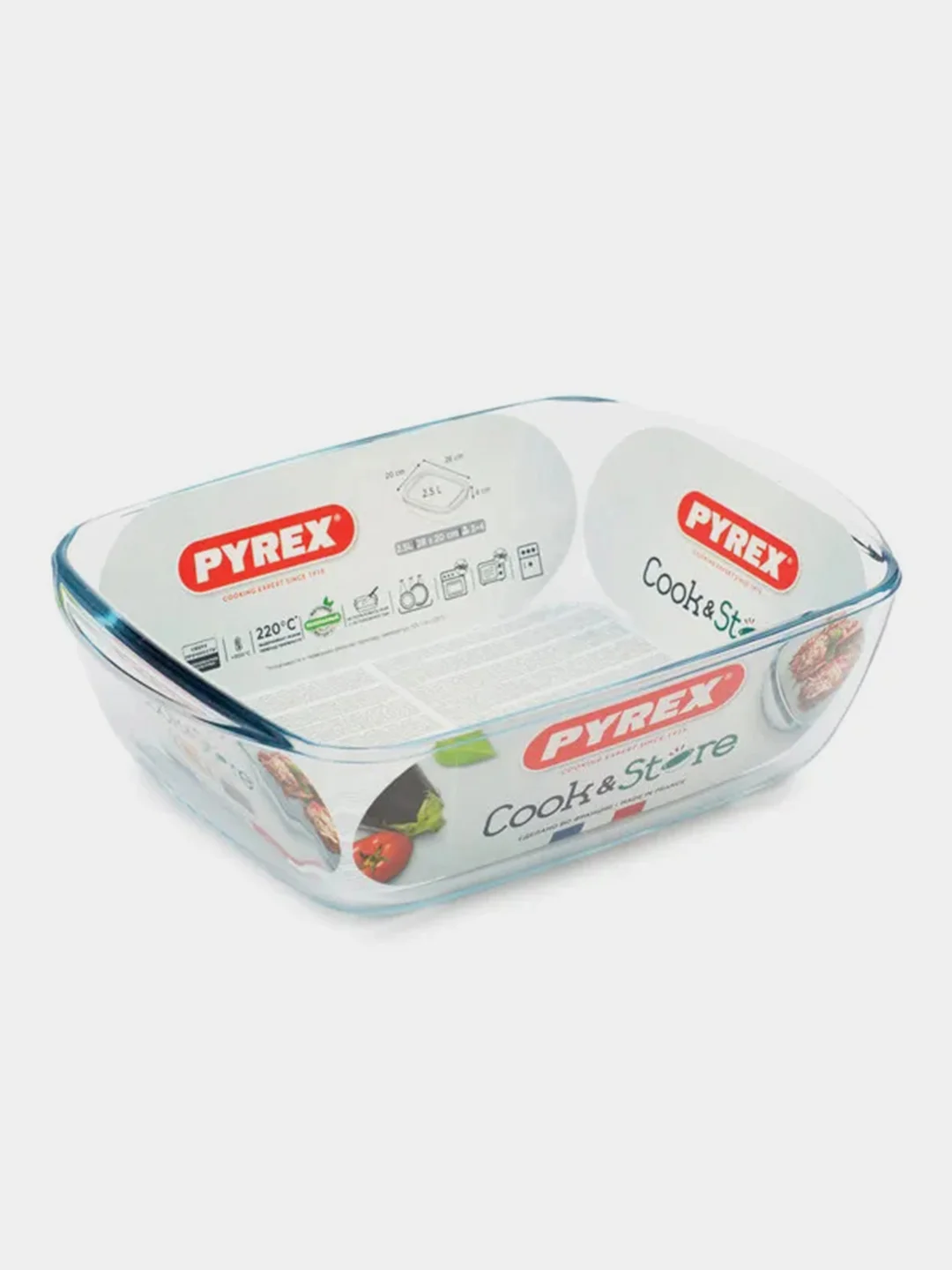 Блюдо для запекания и выпечки с крышкой PYREX COOK&STORE, 2.5л, 28х20x8см, прямоугольное