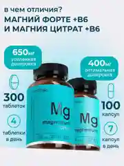 БАД к пище LeafToGo Магний цитрат, с витамином B6, 100 капсул