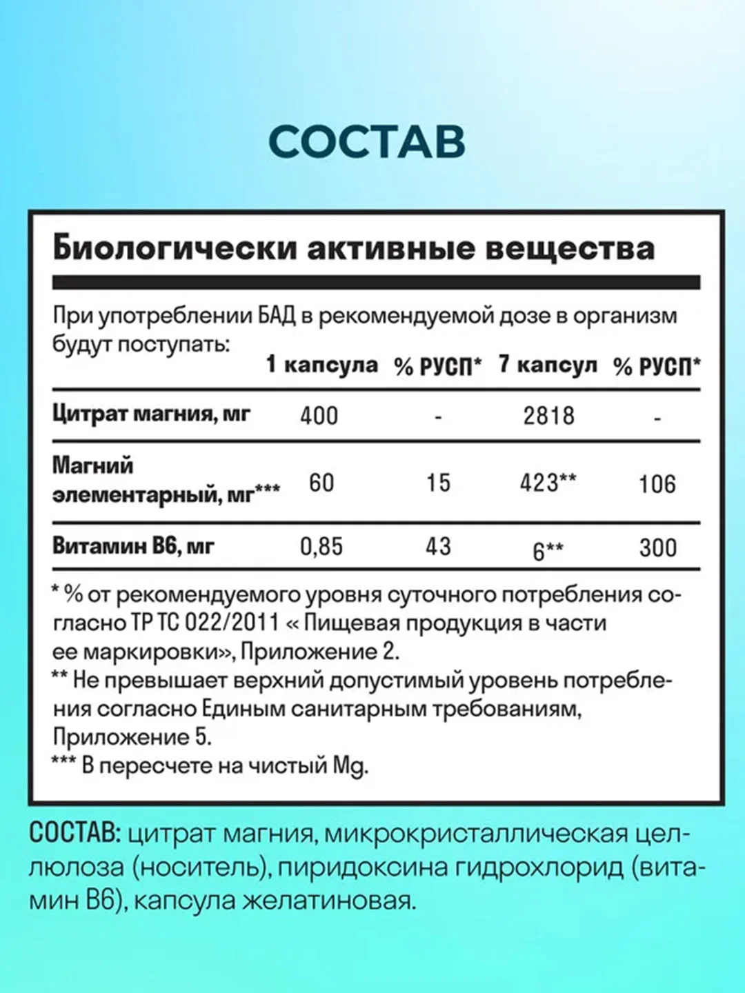 БАД к пище LeafToGo Магний цитрат, с витамином B6, 100 капсул