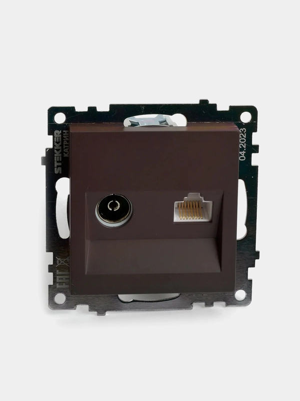 Розетка TV + компьютерная Stekker, GLS00-7106-04, RJ-45 механизм, серия Катрин