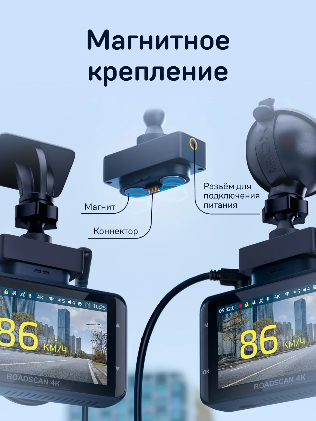 Автомобильный видеорегистратор iBOX RoadScan 4K + Камера заднего вида RC FHD11