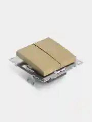Переключатель 2-клавишный Stekker GLS10-7107-08, серия Катрин, золотистый