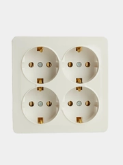 Розетка 4-местная Stekker, MST16-14S-01, квадрат,250В,16А,IP20,София, белый,