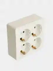 Розетка 4-местная Stekker, MST16-14S-01, квадрат,250В,16А,IP20,София, белый,
