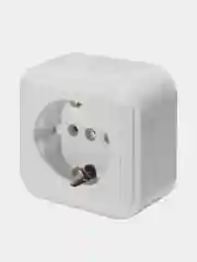 Розетка STEKKER "PST16-21-20", 1-местная с заземляющим контактом, 250В/16А/IP20, белая