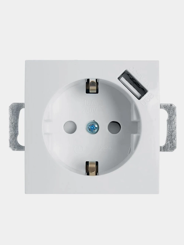 Розетка STEKKER PST16-9111-01, 1-местная с USB, белая