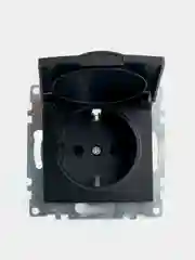 Розетка Stekker GLS16-7112-05, 1-местная с крышкой, 250В/16А, черная