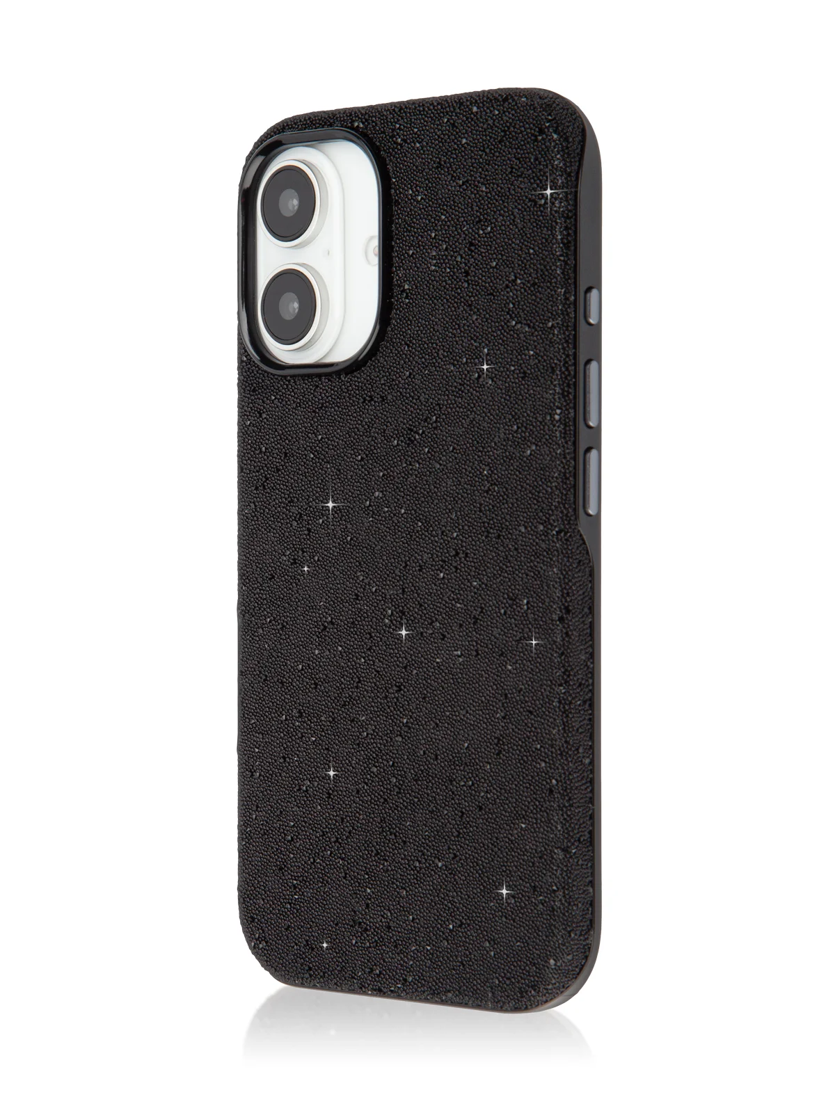 Черный чехол люкс для iPhone 16, Pro, Max блестящий BROSCORP пластиковый с силиконом, стразами