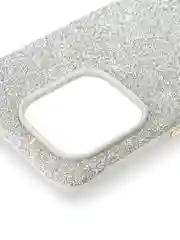 Серебряный чехол люкс для iPhone 16, Pro, Max блестящий BROSCORP пластиковый с силиконом, стразами