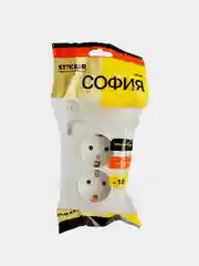 Розетка двухместная Stekker София MST16-12-01, с заземлением, 250В, 16А, IP20, белый