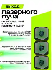 Синий лазерный уровень 4D, 16 лучей, нивелир