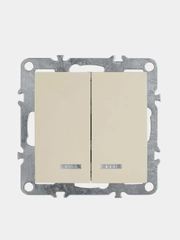 Выключатель двухклавишный Stekker Эрна PSW10-9102-02, с индикатором, слоновая кость