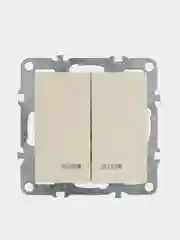 Выключатель двухклавишный Stekker Эрна PSW10-9102-02, с индикатором, слоновая кость