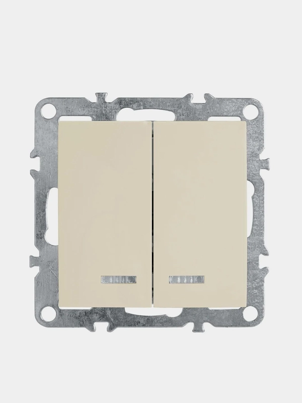 Выключатель двухклавишный Stekker Эрна PSW10-9102-02, с индикатором, слоновая кость