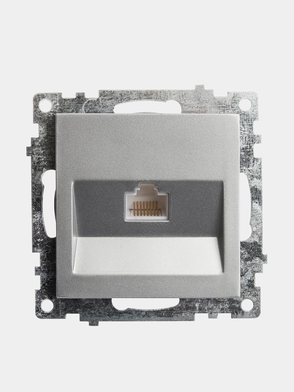 Розетка компьютерная Stekker GLS00-7107-03, 1-местная RJ-45 (механизм), серебряный цвет