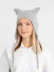 Пудровый шапка с ушками