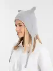Пудровый шапка с ушками