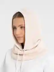 Молочный капор женский вязаный, капюшон