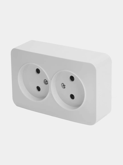 Розетка Stekker  MST10-12-01, 2-местная, 250В/10А, IP20, белая