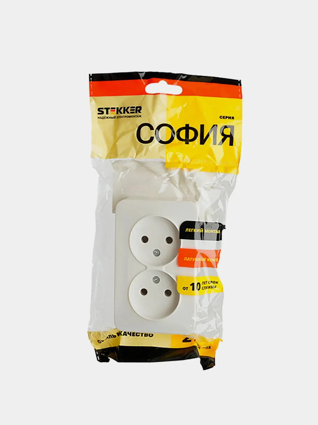 Розетка Stekker  MST10-12-01, 2-местная, 250В/10А, IP20, белая