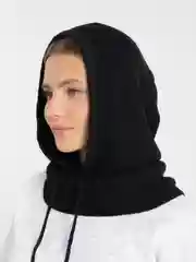 Молочный капор женский вязаный, капюшон