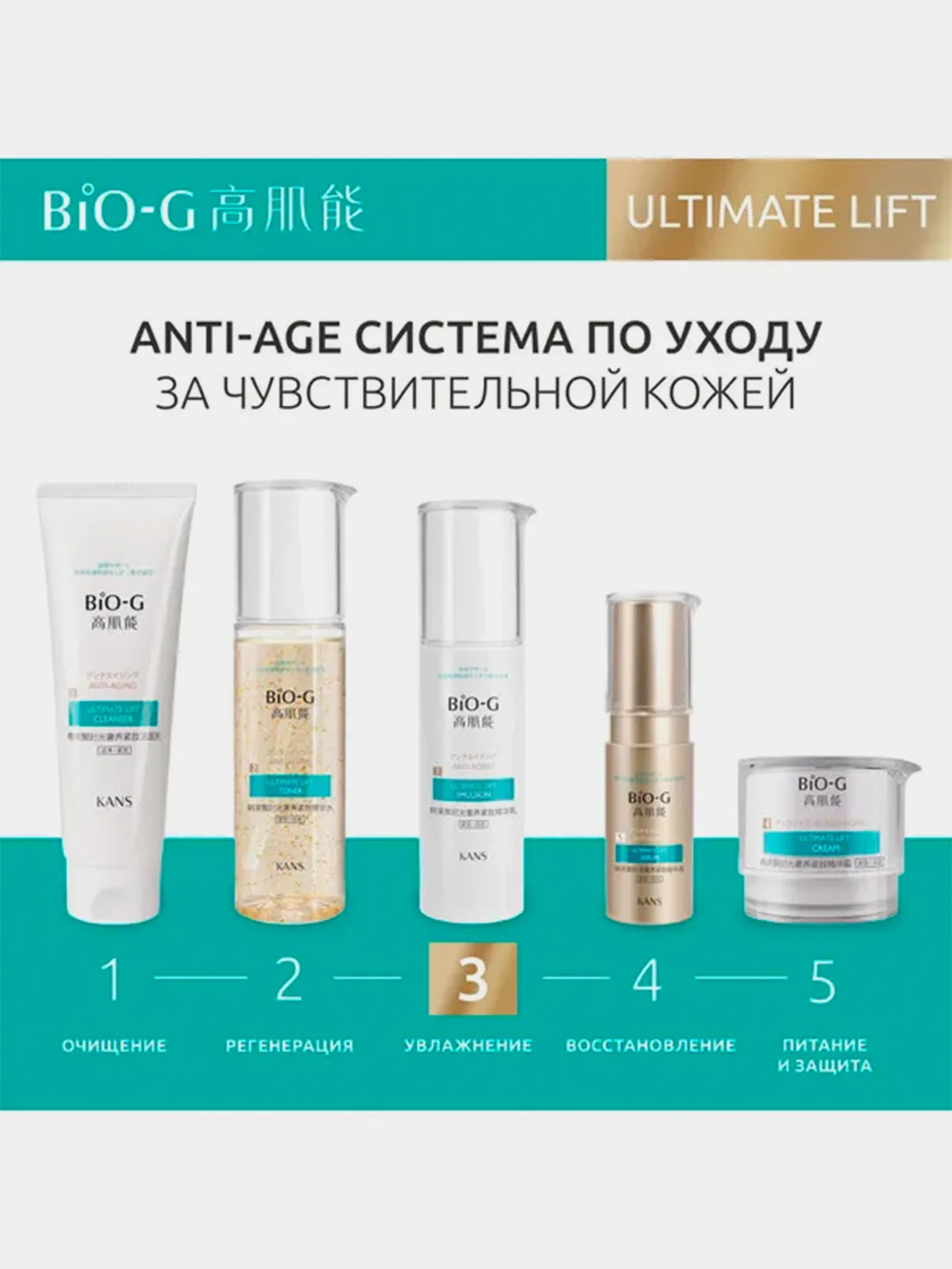 Эмульсия KANS Bio-G Ultimate Lift для зрелой кожи лица и шеи, увлажняющая, 100 мл