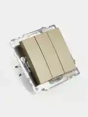 Выключатель Stekker GLS10-7108-08, 3-клавишный (механизм), 250В/10А,  цвет золото