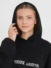Черный костюм спортивный женский, оверсайз: худи, штаны
